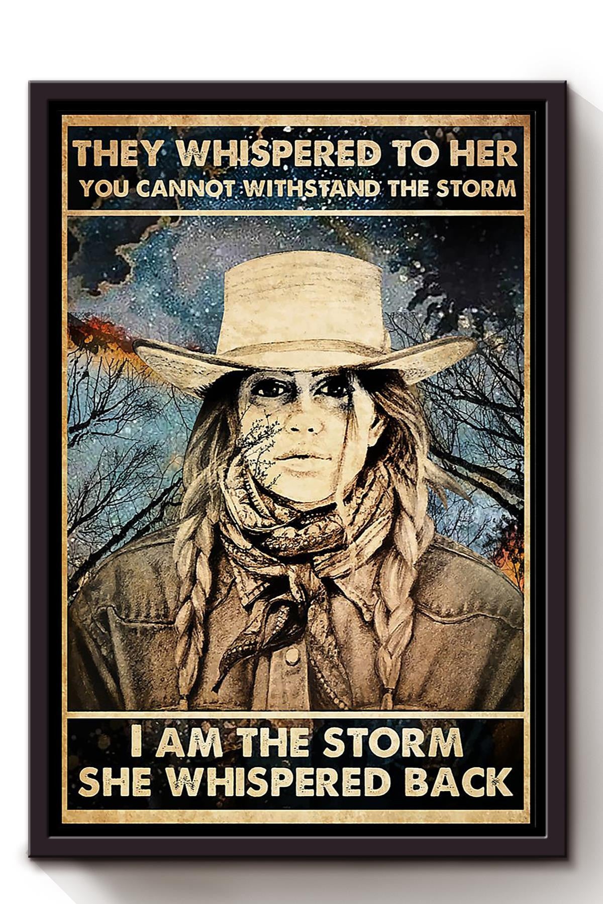 Cowgirl They Whispered To Her Motivation Quote Wall Art Gift For Girl Woman's Day 05 Framed Canvas Framed Prints, Canvas