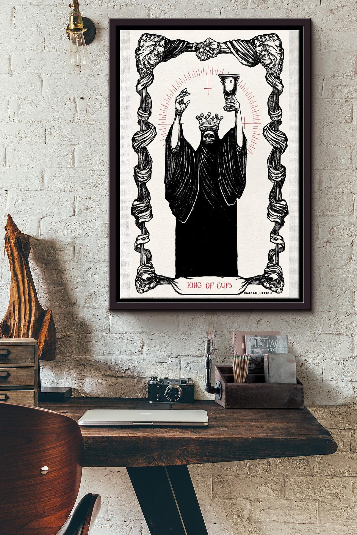 King Of Cups Tarot Card Poster Framed Matte Canvas