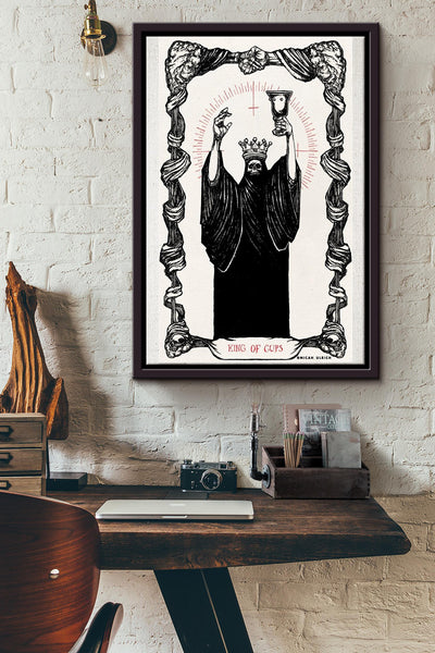 King Of Cups Tarot Card Poster Framed Matte Canvas
