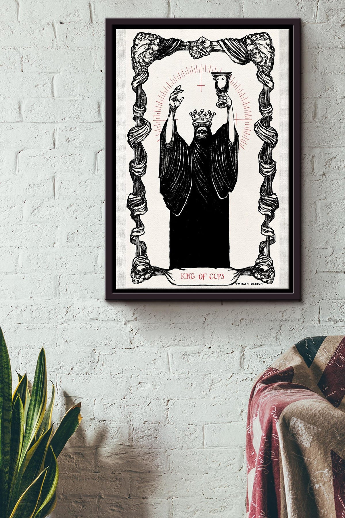 King Of Cups Tarot Card Poster Framed Matte Canvas