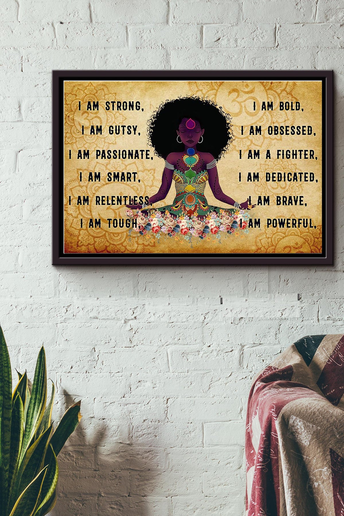 Black Girl Yoga I Am Poster n Framed Matte Canvas