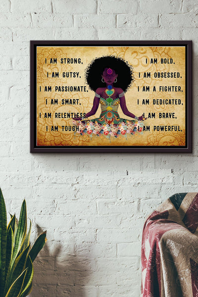 Black Girl Yoga I Am Poster n Framed Matte Canvas