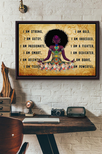 Black Girl Yoga I Am Poster n Framed Matte Canvas