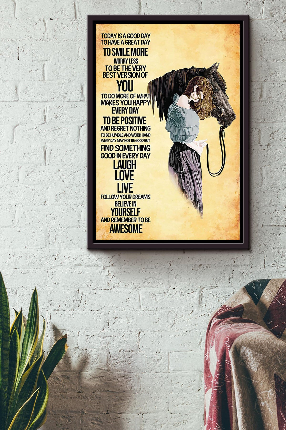 Cowgirl Today Is A Good Day Poster Horse Riding Wall Art Cowgirl Cowboy Gift Framed Canvas Framed Prints, Canvas