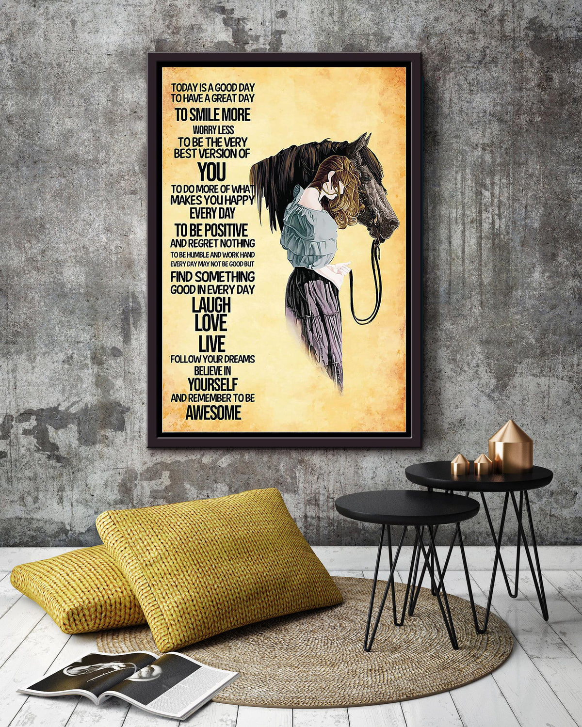 Cowgirl Today Is A Good Day Poster Horse Riding Wall Art Cowgirl Cowboy Gift Framed Canvas Framed Prints, Canvas