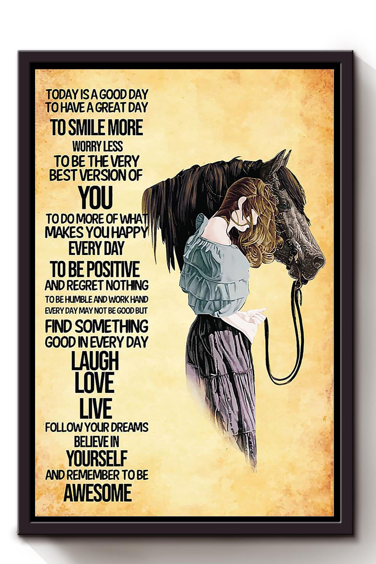 Cowgirl Today Is A Good Day Poster Horse Riding Wall Art Cowgirl Cowboy Gift Framed Canvas Framed Prints, Canvas