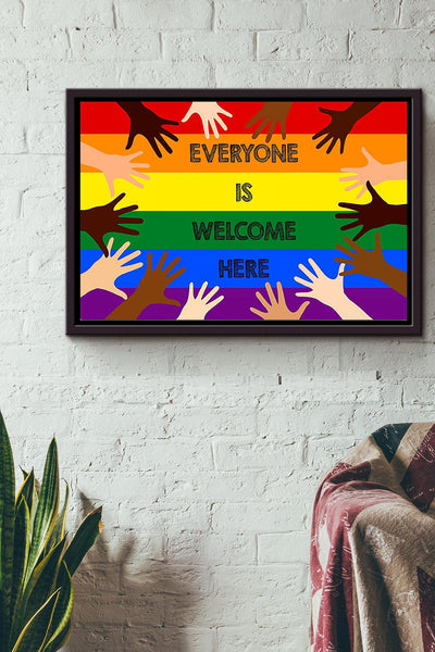 Lgbt Everyone Is Welcome Here n Framed Matte Canvas