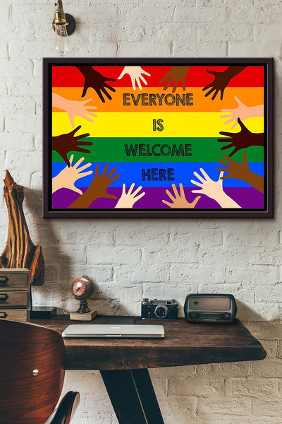 Lgbt Everyone Is Welcome Here n Framed Matte Canvas
