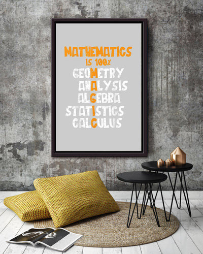Mathematics Science Math Is 100 Magic Teacher Mathemetics Wall Art For Math Teacher Classroom Decor Framed Matte Canvas Framed Prints, Canvas