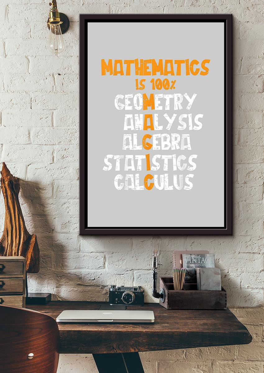 Mathematics Science Math Is 100 Magic Teacher Mathemetics Wall Art For Math Teacher Classroom Decor Framed Matte Canvas Framed Prints, Canvas