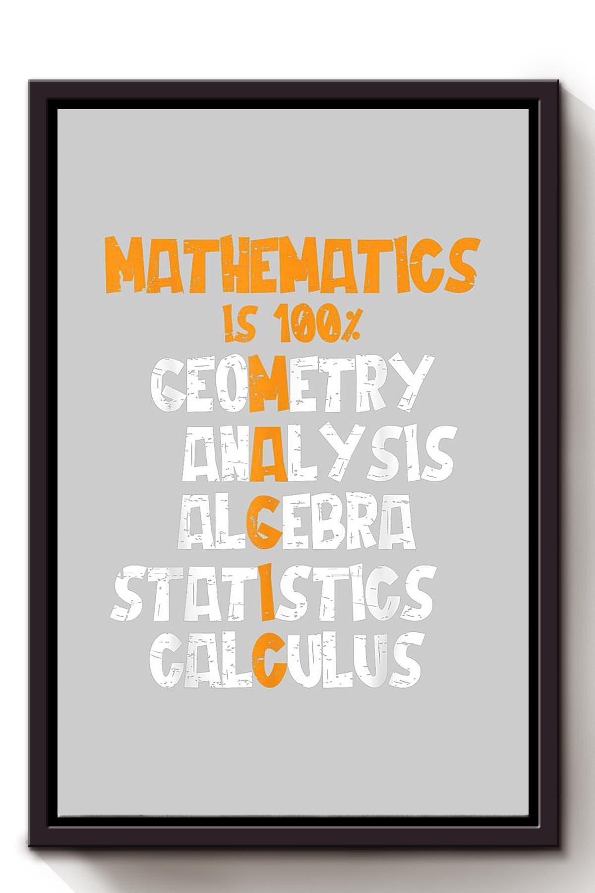 Mathematics Science Math Is 100 Magic Teacher Mathemetics Wall Art For Math Teacher Classroom Decor Framed Matte Canvas Framed Prints, Canvas