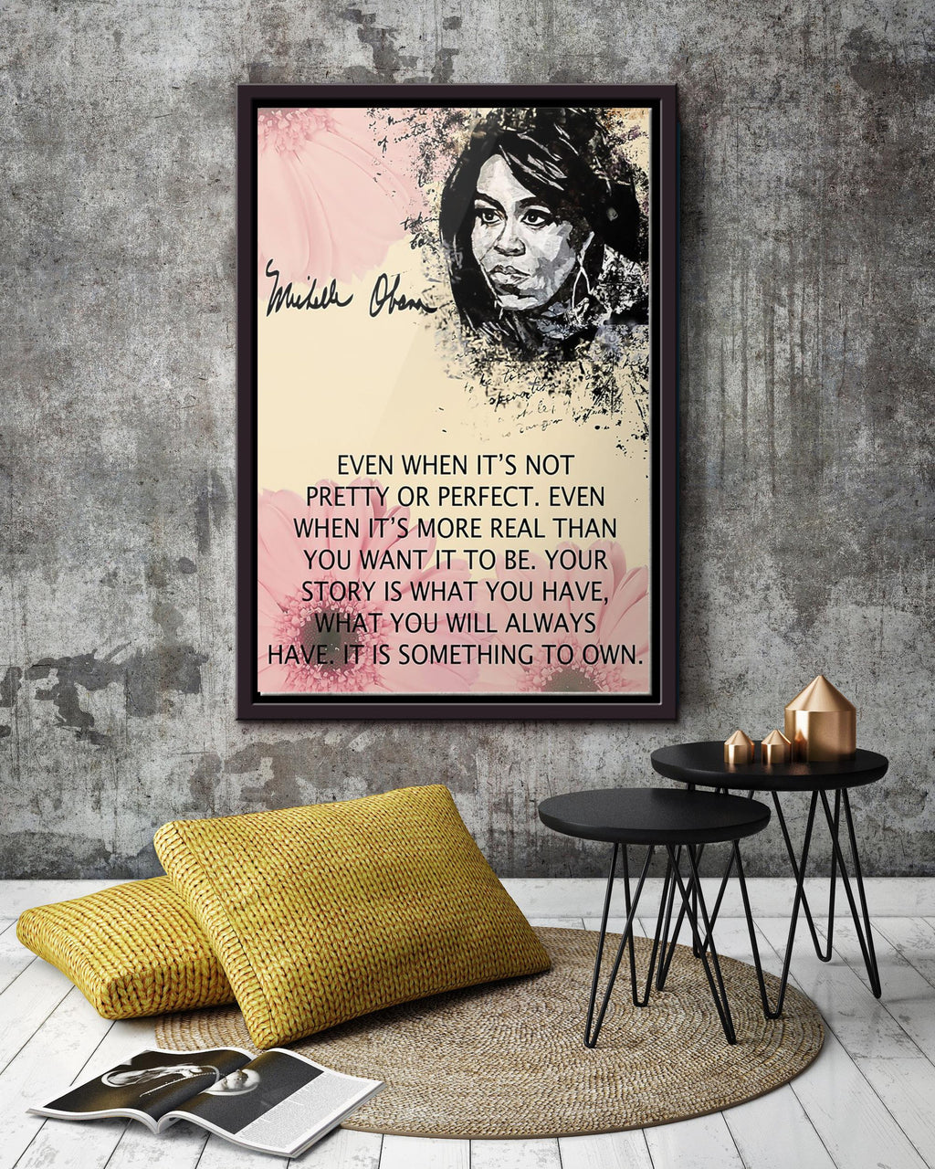 Michelle Obama Inspiration Quote Wall Art For Home Decor Housewarming Framed Canvas Framed Prints, Canvas
