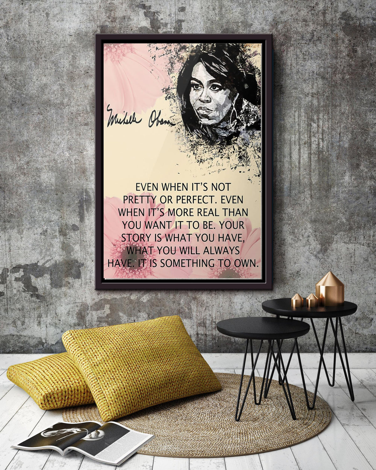 Michelle Obama Inspiration Quote Wall Art For Home Decor Housewarming Framed Canvas Framed Prints, Canvas