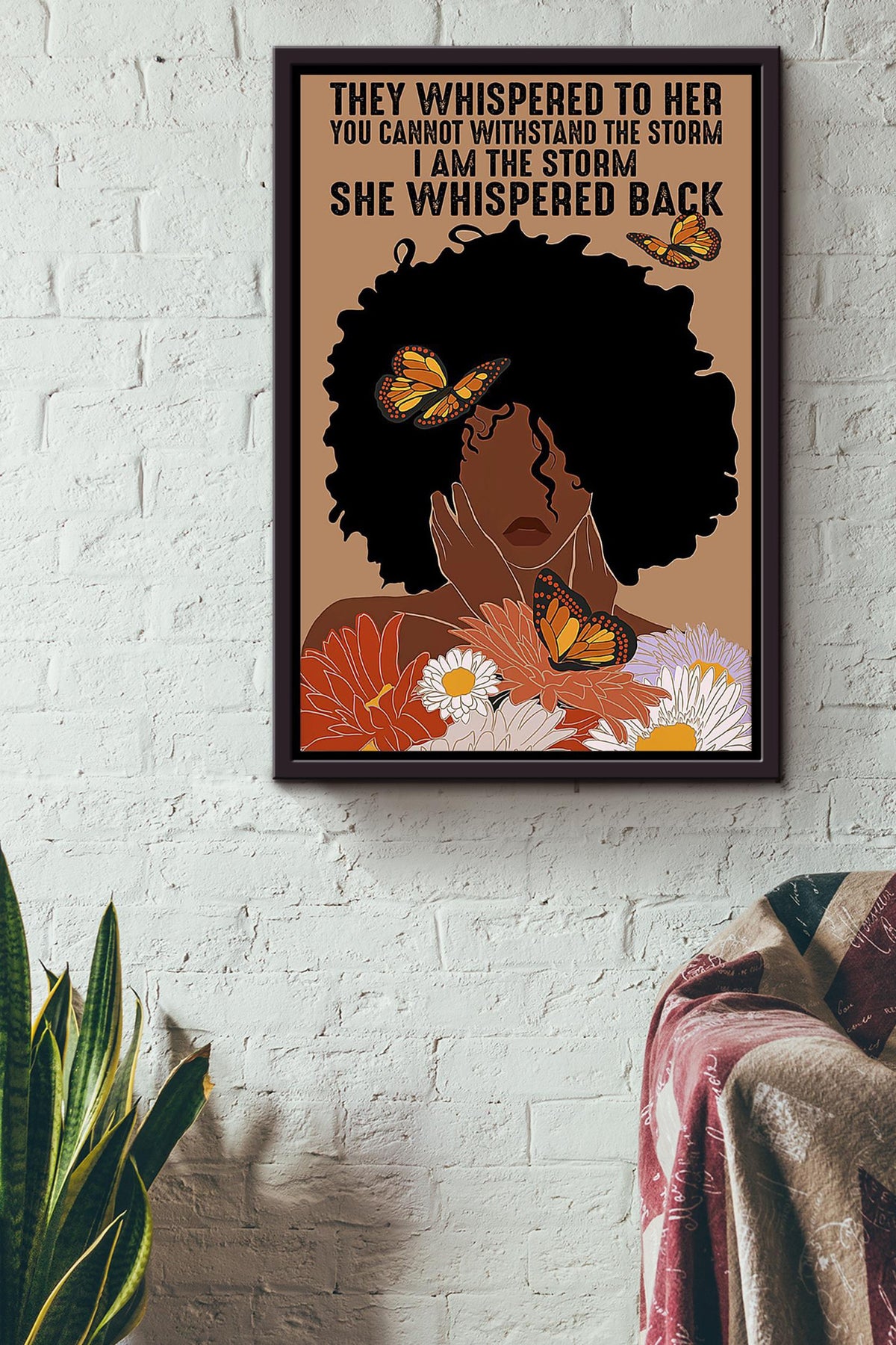 Black Girl They Whispered To Her Motivation Quote Wall Art Gift For Black Lives Matter Woman Framed Canvas Framed Prints, Canvas