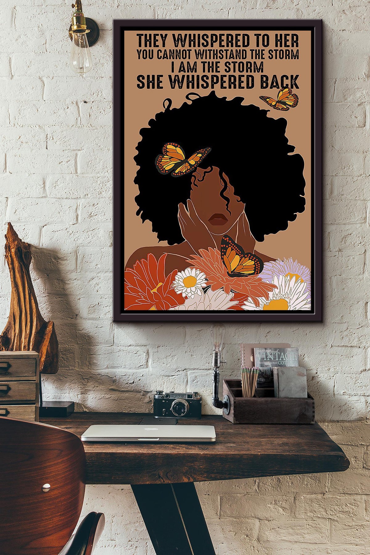 Black Girl They Whispered To Her Motivation Quote Wall Art Gift For Black Lives Matter Woman Framed Canvas Framed Prints, Canvas
