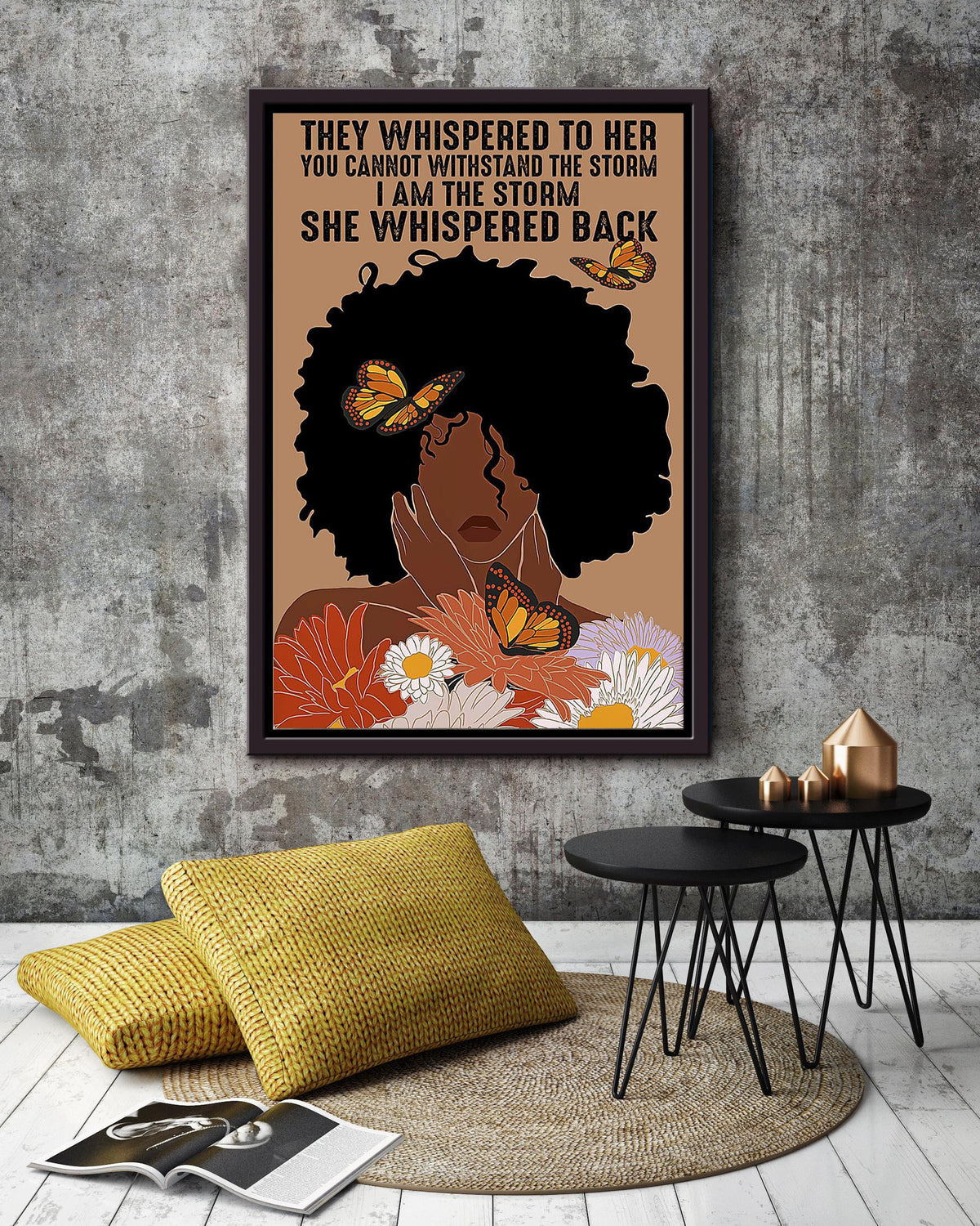 Black Girl They Whispered To Her Motivation Quote Wall Art Gift For Black Lives Matter Woman Framed Canvas Framed Prints, Canvas