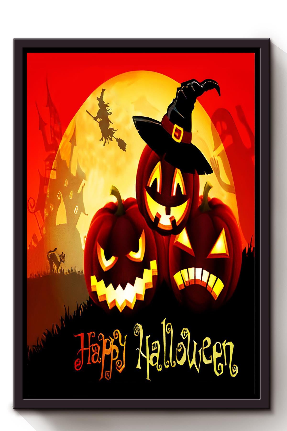 Happy Halloween Halloween Wall Decor Gift For Pumpkin Carving Ideas Halloween Decorations Haunted Houses Framed Canvas