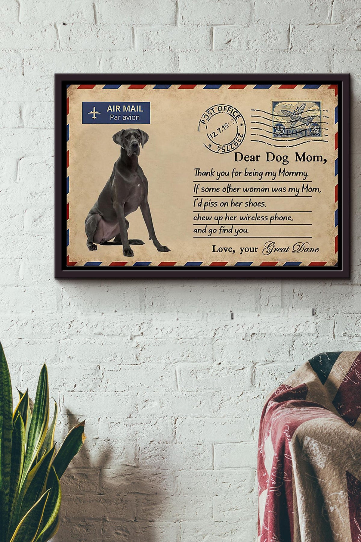 Great Dane Go To Find You Poster n Framed Matte Canvas