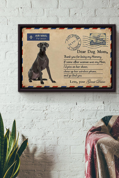 Great Dane Go To Find You Poster n Framed Matte Canvas