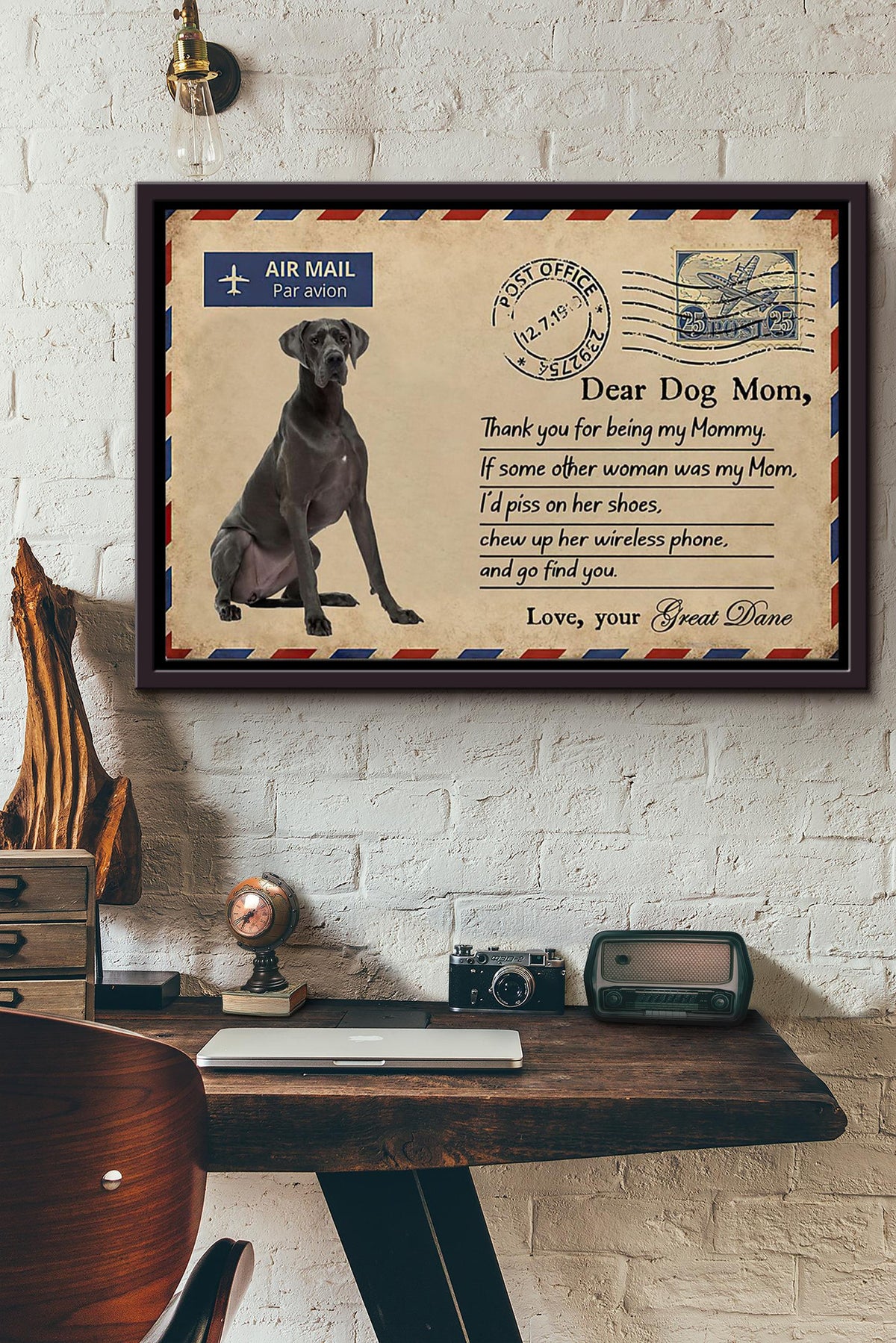 Great Dane Go To Find You Poster n Framed Matte Canvas