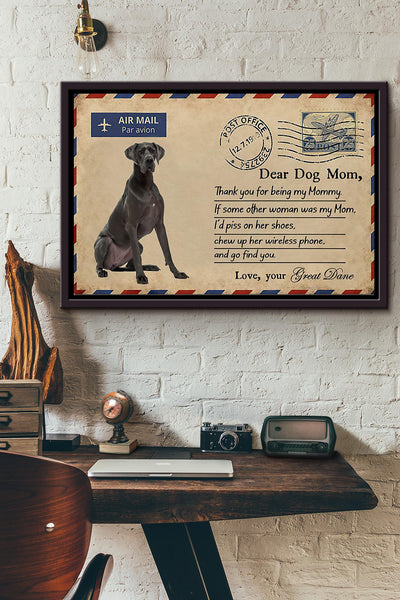 Great Dane Go To Find You Poster n Framed Matte Canvas