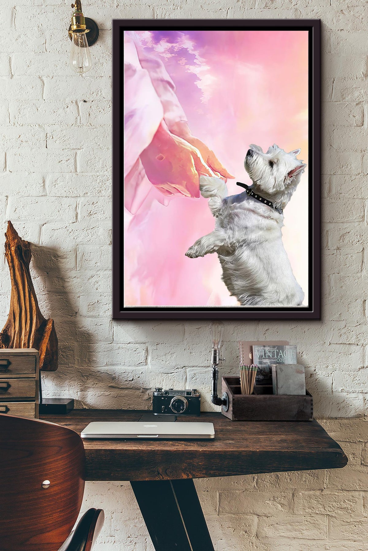 God Takes Terrier To The Heaven Poster Framed Matte Canvas