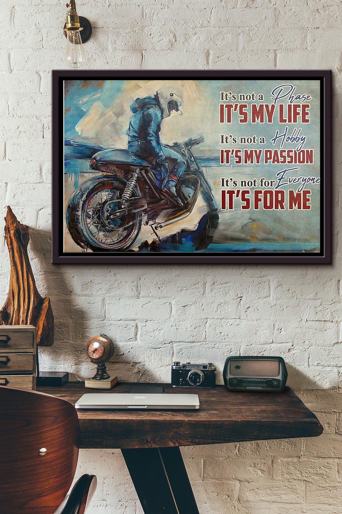 Motorcycle Its Not A Phase Its My Life Poster n Framed Matte Canvas