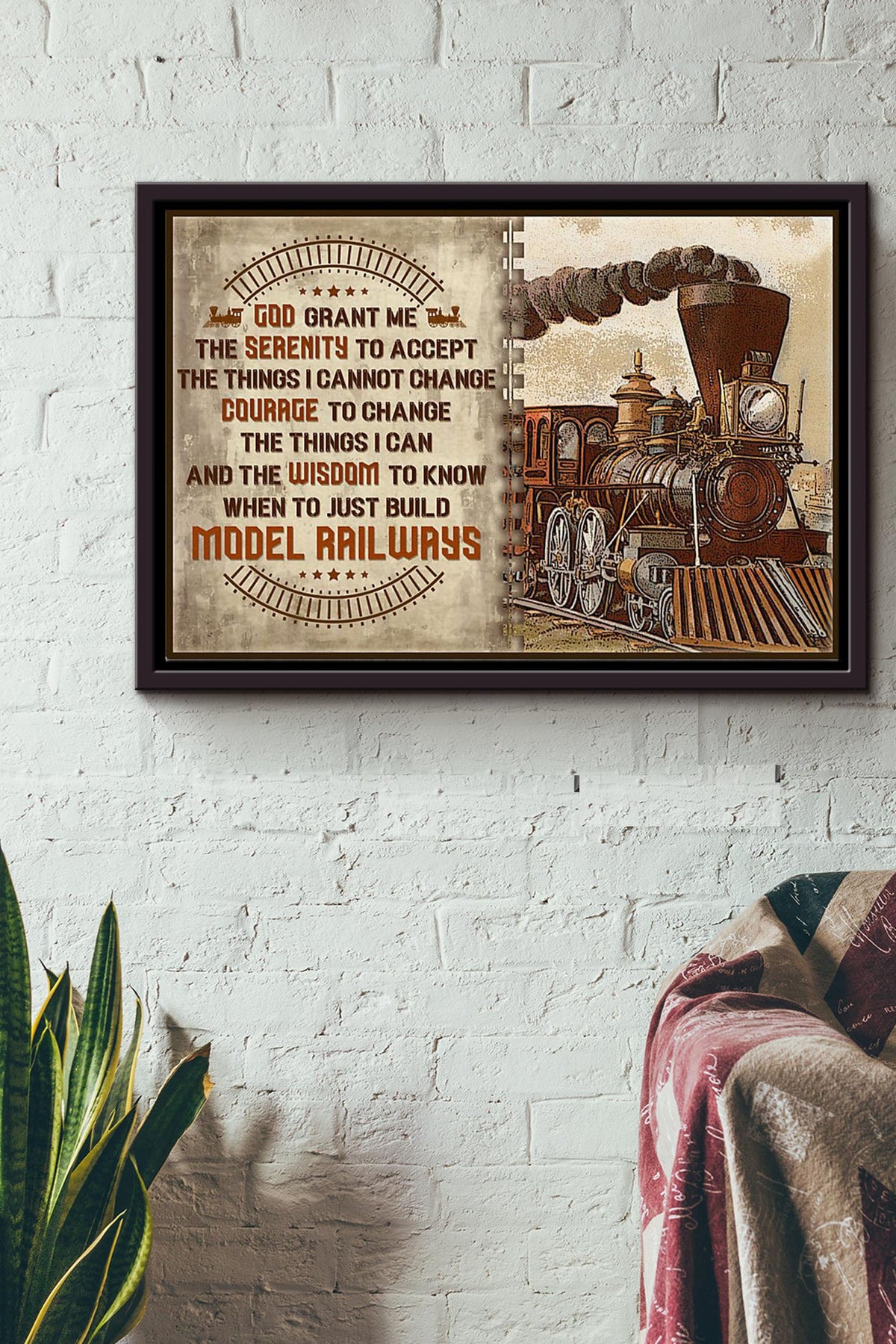 Model Railroad Vintage Poster n Framed Matte Canvas
