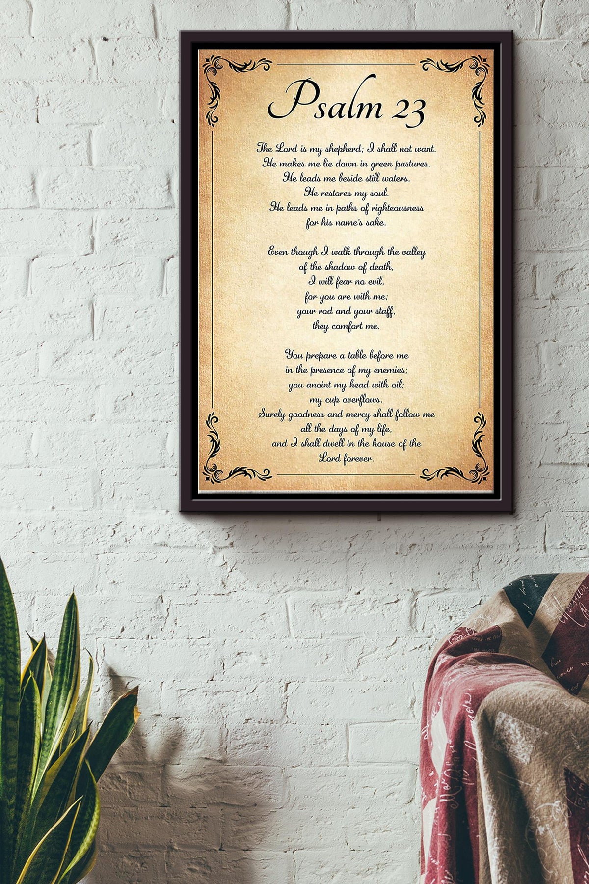 Bible Psalm 23 Poster Framed Matte Canvas
