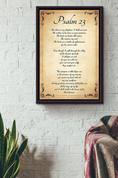 Bible Psalm 23 Poster Framed Matte Canvas