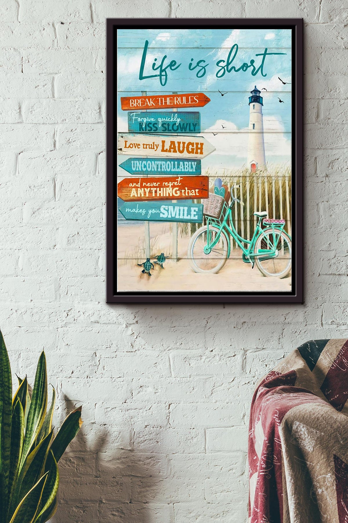 Life Is Short So Go Cycling Poster Framed Matte Canvas
