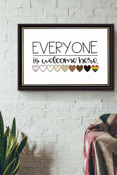 Everyone Is Welcome Here Equality Poster n Framed Matte Canvas