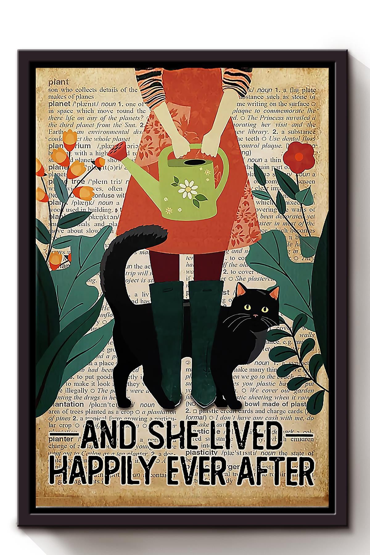 Gardening And She Lived Happily Ever After Quotes Wall Art For Home Decor Framed Matte Canvas Framed Prints, Canvas