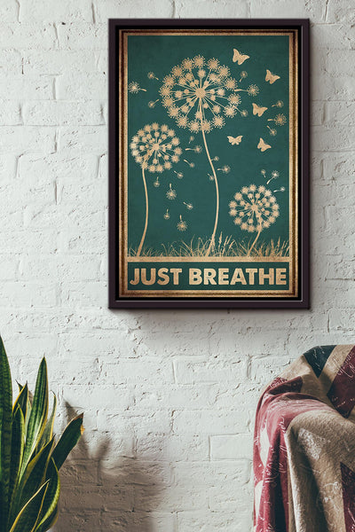 Just Breath Floral Wall Art Gift For Florist Flower Shop Farmhouse Decor Housewarming Framed Canvas Framed Prints, Canvas