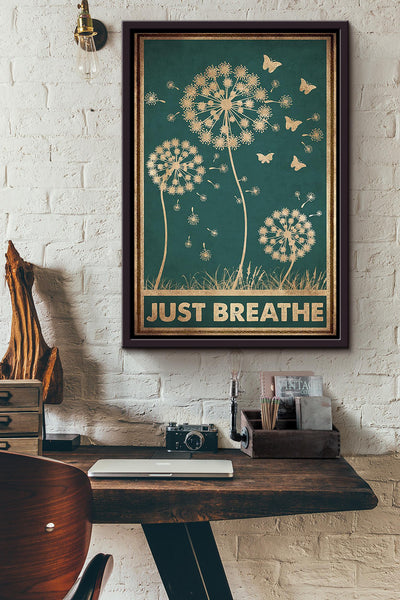 Just Breath Floral Wall Art Gift For Florist Flower Shop Farmhouse Decor Housewarming Framed Canvas Framed Prints, Canvas