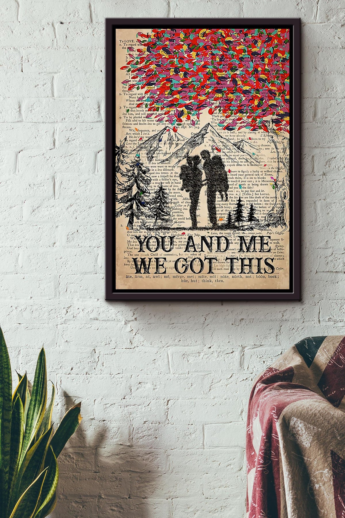 Hiking Couple You And Me We Got This Loving Quote Vintage Wall Art Gift For Valentine Wedding Anniversary Framed Canvas Framed Prints, Canvas