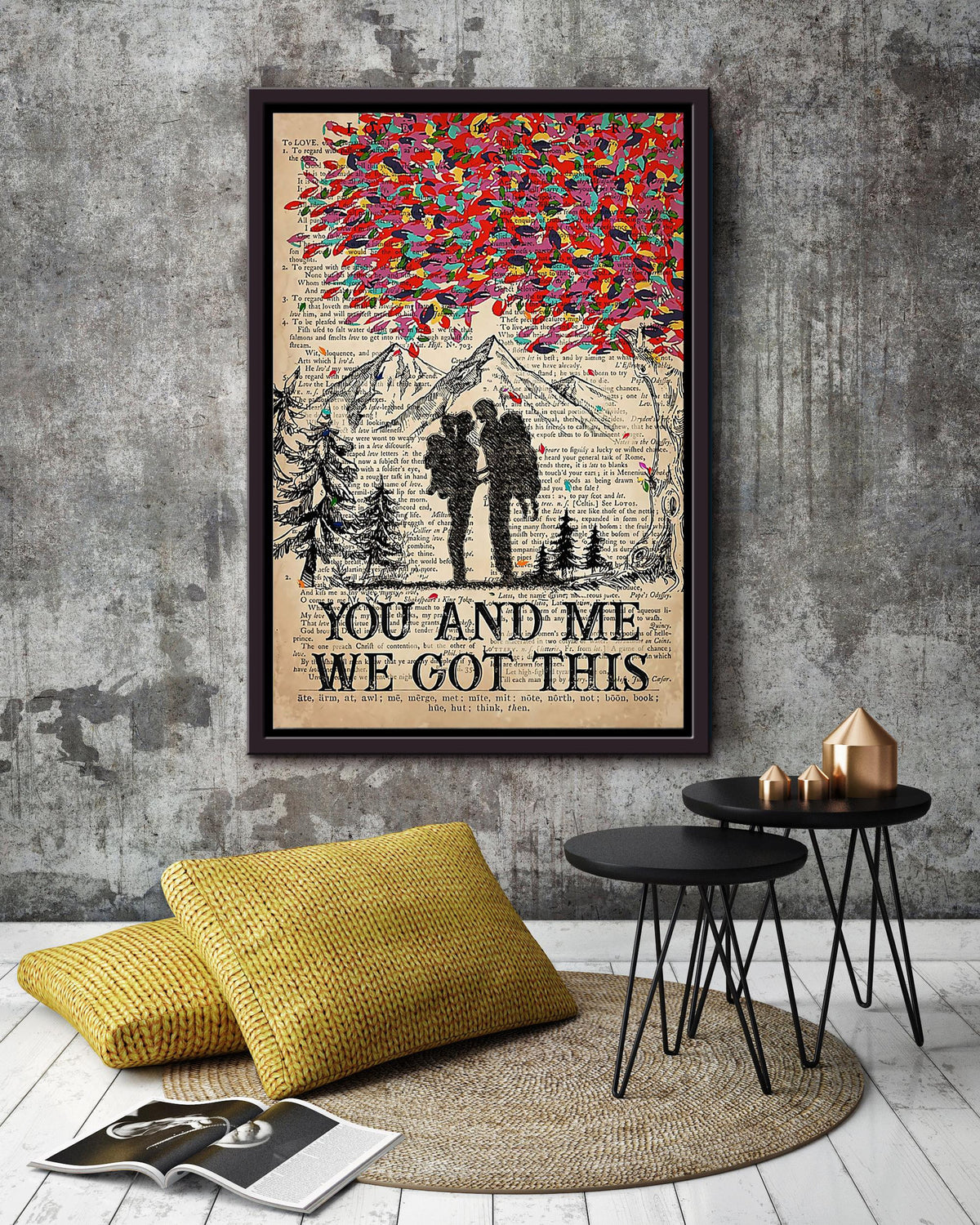 Hiking Couple You And Me We Got This Loving Quote Vintage Wall Art Gift For Valentine Wedding Anniversary Framed Canvas Framed Prints, Canvas