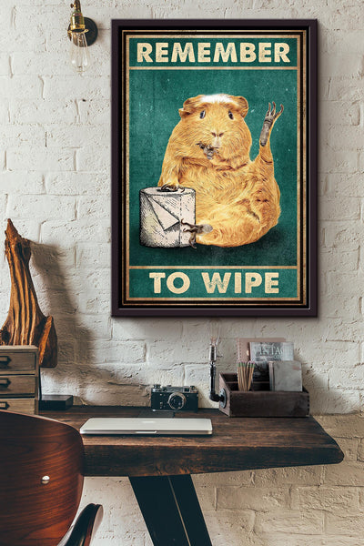 Hamster Funny Meme Remember To Wipe Gift For Hamster Lover Home Decor Housewarming Framed Canvas