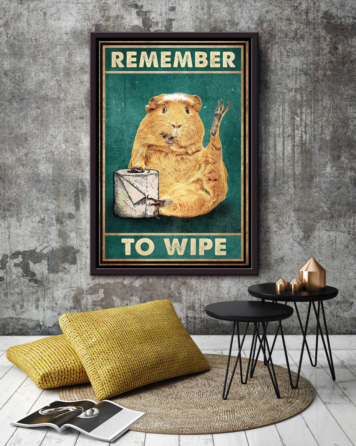Hamster Funny Meme Remember To Wipe Gift For Hamster Lover Home Decor Housewarming Framed Canvas