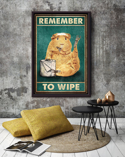 Hamster Funny Meme Remember To Wipe Gift For Hamster Lover Home Decor Housewarming Framed Canvas