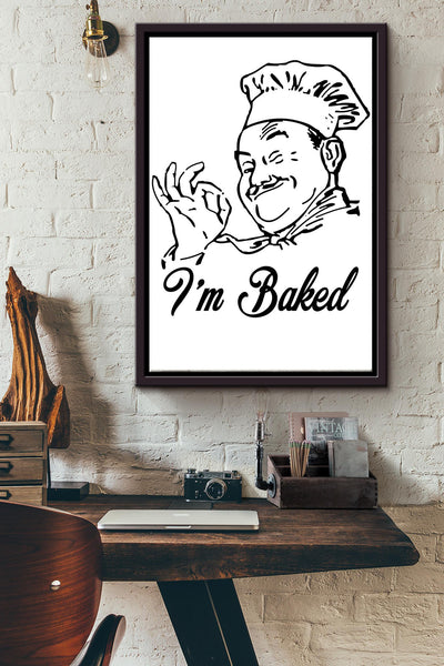 Im Baked White Black poster Framed Matte Canvas