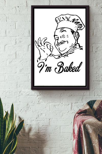 Im Baked White Black poster Framed Matte Canvas