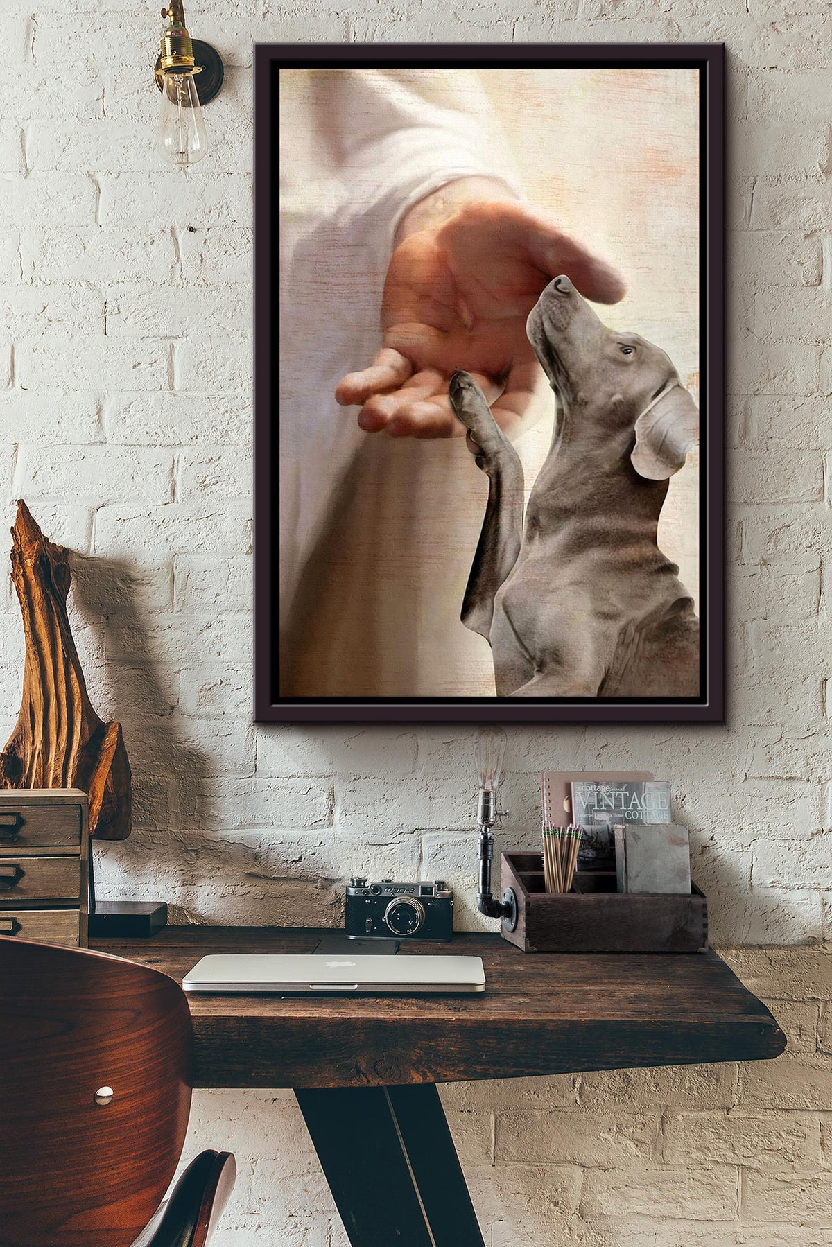 Dachshund Take My Hand Christian Wall Art Gift For Dog Lover Framed Canvas Framed Prints, Canvas