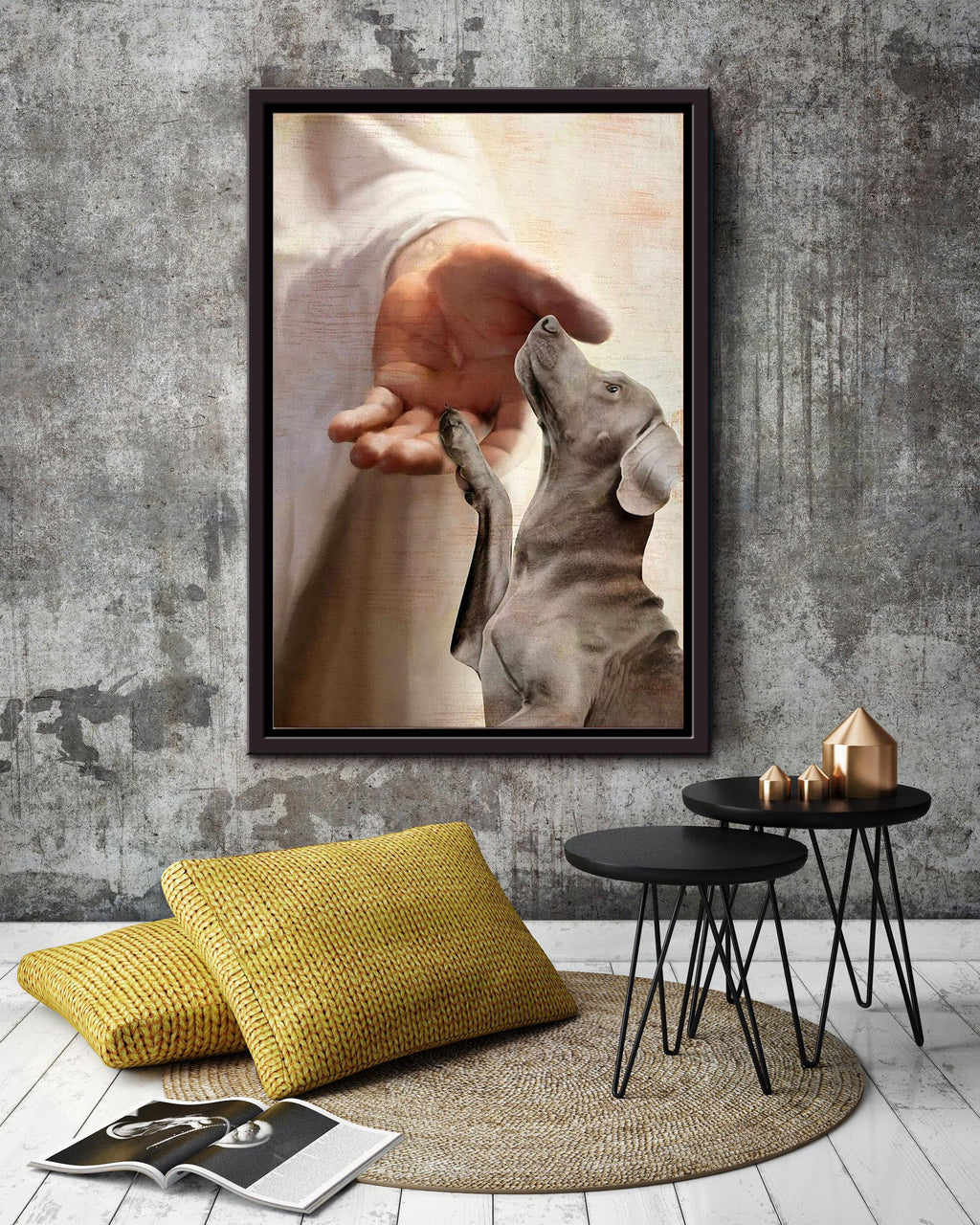 Dachshund Take My Hand Christian Wall Art Gift For Dog Lover Framed Canvas Framed Prints, Canvas