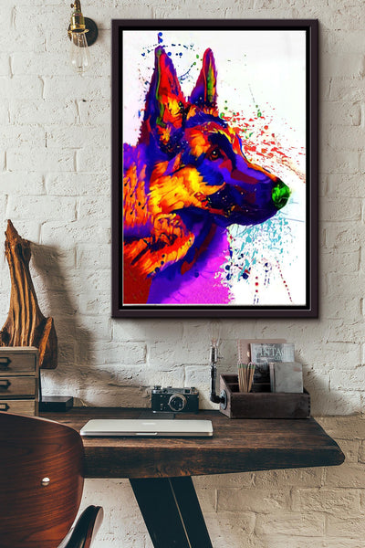 Colorful Dog Poster - Wall Art - Gift For Dog Lover, Dog Foster, Animal Lover Framed Matte Canvas Framed Prints, Canvas