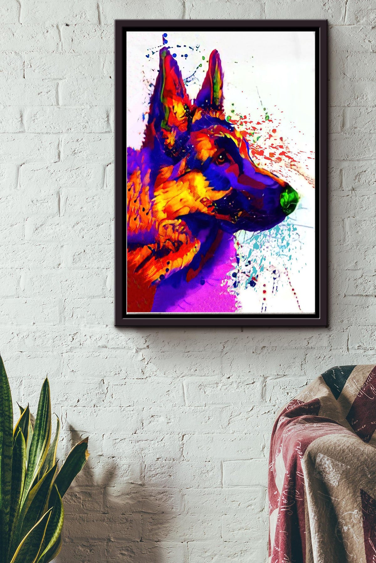 Colorful Dog Poster - Wall Art - Gift For Dog Lover, Dog Foster, Animal Lover Framed Matte Canvas Framed Prints, Canvas