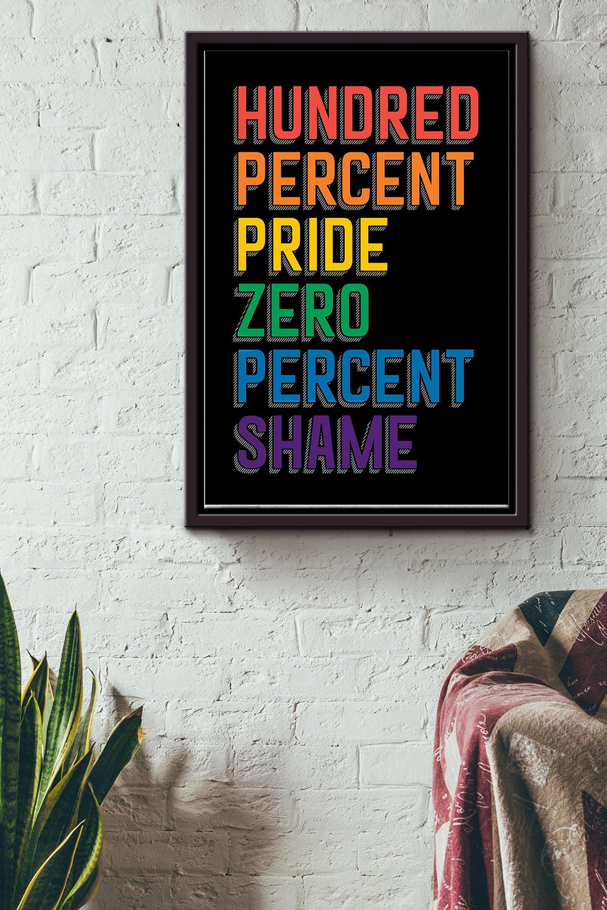 Hundred Percent Pride - positive LGBT Pride quotes Framed Matte Canvas