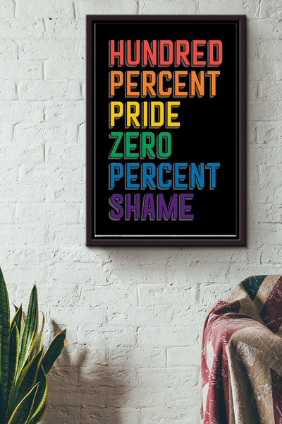 Hundred Percent Pride - positive LGBT Pride quotes Framed Matte Canvas