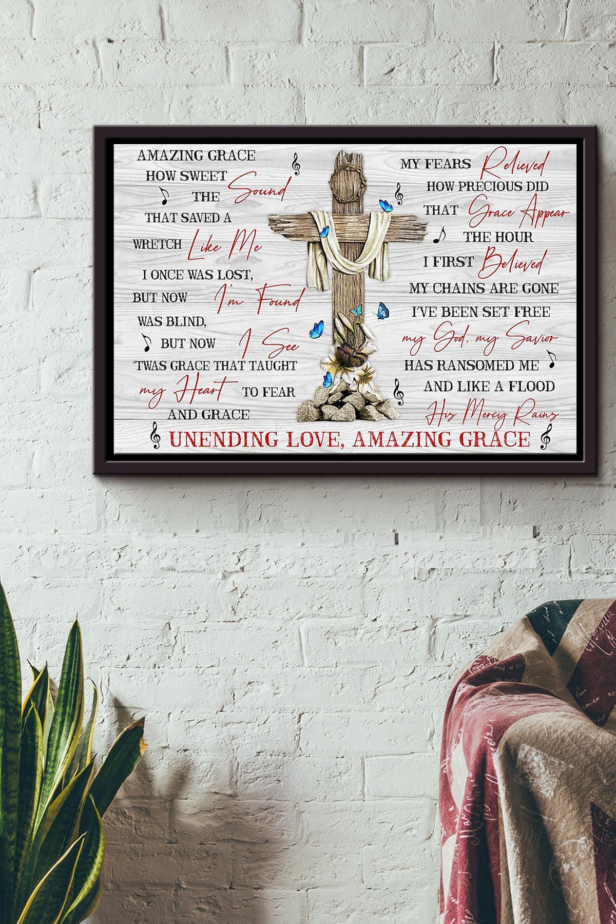 Christian Cross Unending Love Amazing Grace Poster n Framed Matte Canvas