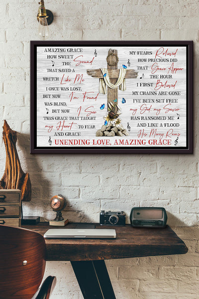 Christian Cross Unending Love Amazing Grace Poster n Framed Matte Canvas